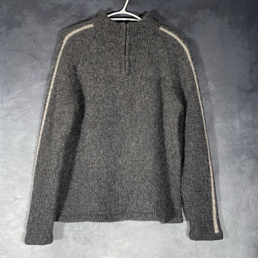 Casa Alpaca Wool 1/4 Zip Sweater Grey Pullover Mens Size M
